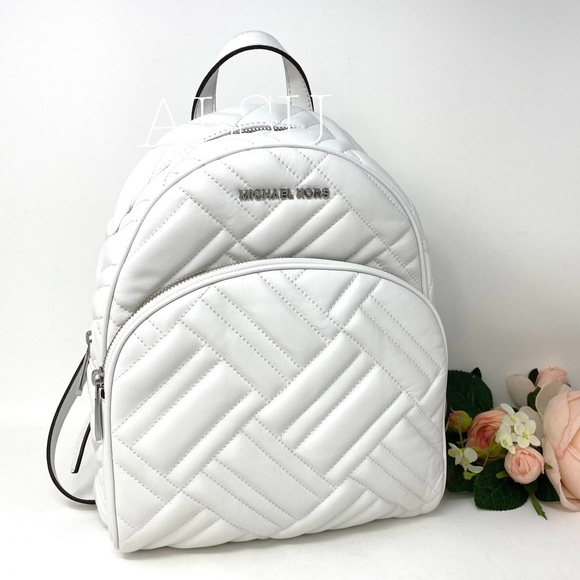 Michael Kors Handbags - Michael Kors Abbey Medium Backpack Leather White
